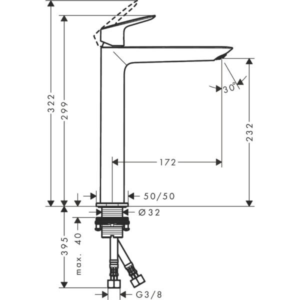 Hansgrohe Logis Fine 240 Single Lever Tall Basin Mixer Tap - Select Colour - Image 2
