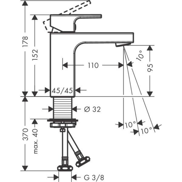 Hansgrohe Vernis Shape 100 Single Lever Basin Mixer Tap - Select Colour - Image 2