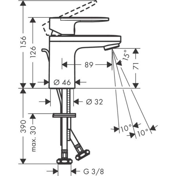 Hansgrohe Vernis Blend 70 Single Lever Basin Mixer Tap With Isolated Water Conduction And Pop-Up Waste - 71570000 - Image 2