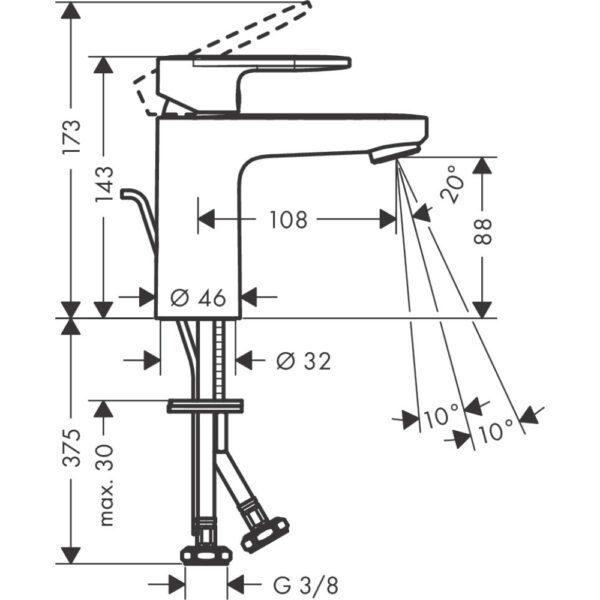 Hansgrohe Vernis Blend Coolstart 100 Single Lever Basin Mixer Tap With Pop Up Waste - Select Colour - Image 2