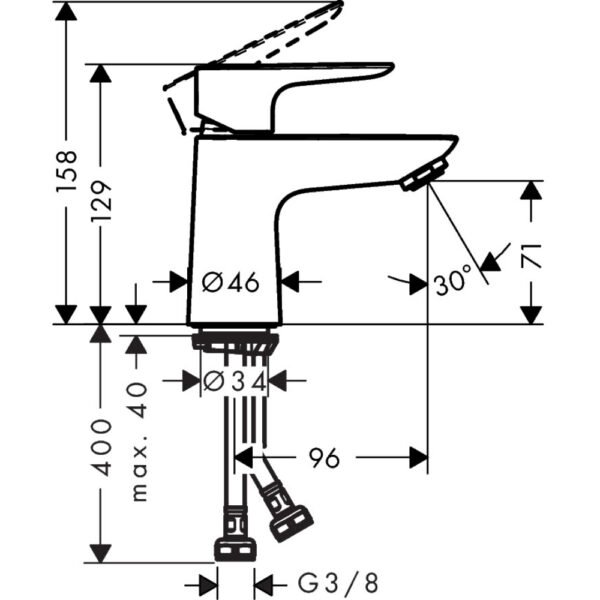 Hansgrohe Talis E 80 Single Lever Basin Mixer Tap - 71702000 - Image 2
