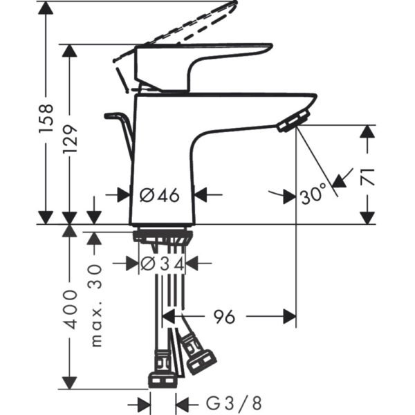 Hansgrohe Talis E Coolstart 80 Single Lever Basin Mixer Tap With Pop-Up Waste - 71703000 - Image 2