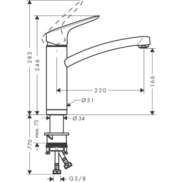 Hansgrohe Logis M31 160 Single Spray Mode Kitchen Mixer Tap With Collapsible Body - 71833000 - Image 2