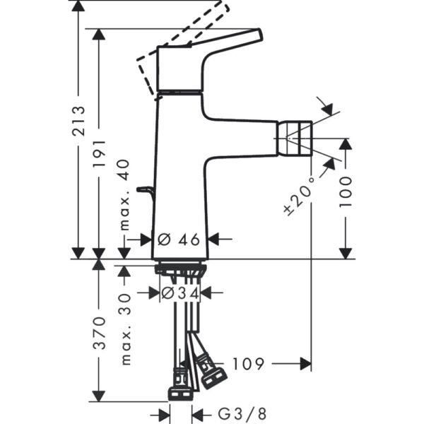 Hansgrohe Talis S Single Lever Bidet Mixer Tap With Pop-Up Waste - 72200000 - Image 2