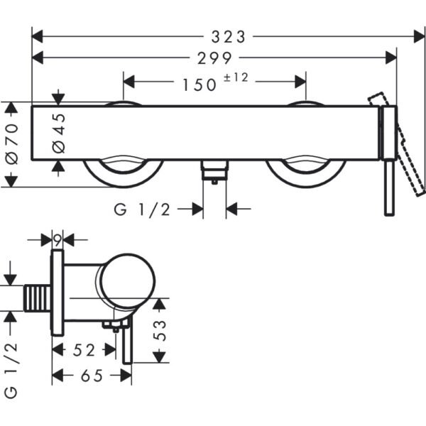 Hansgrohe Tecturis S Bar Shower Valve - Select Colour - Image 2