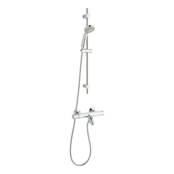 Just Taps Plus Thermostatic Bath Shower Mixer With Slide Rail Kit And Multi-Function Hand Shower - Chrome