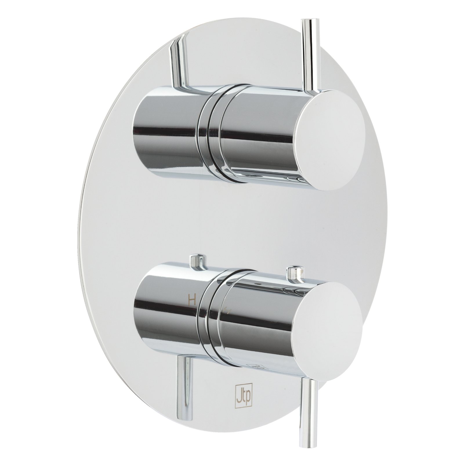 Just Taps Plus Florence 2 Outlet Thermostatic Concealed Shower Valve With Oval Backplate - Chrome