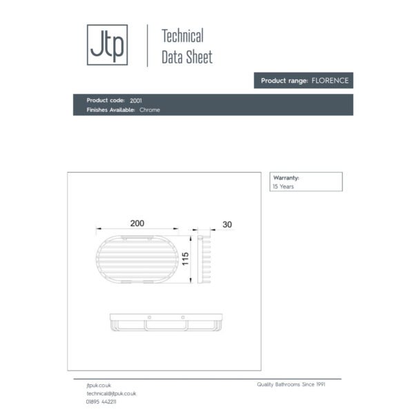 Just Taps Plus Round Corner Shelf Basket - 200mm Wide - Chrome - Image 2
