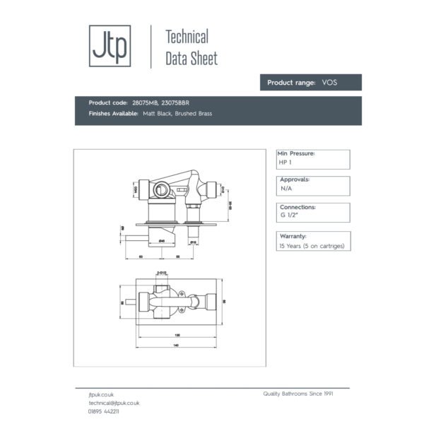 Just Taps Plus Vos Single Lever Diverter Valve - Image 2