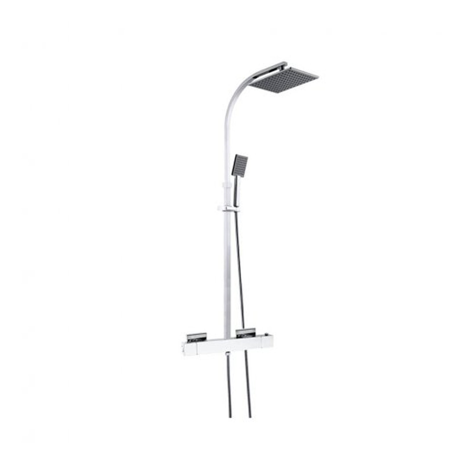 Just Taps Plus Kubix Thermostatic Shower Mixer With Rigid Riser And Overhead Shower - Chrome