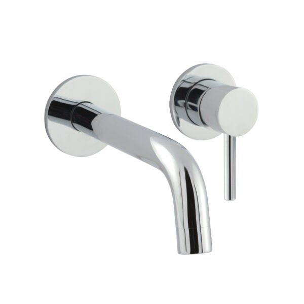 Just Taps Plus Florence Wall Mounted Basin Mixer Tap With Spout - 240mm Length - Chrome