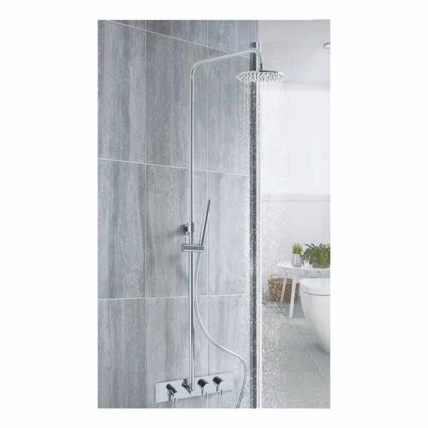 Just Taps Plus Florence 2 Outlet Thermostatic Concealed Shower Mixer With Shower Kit And Fixed Head - Chrome - Image 3