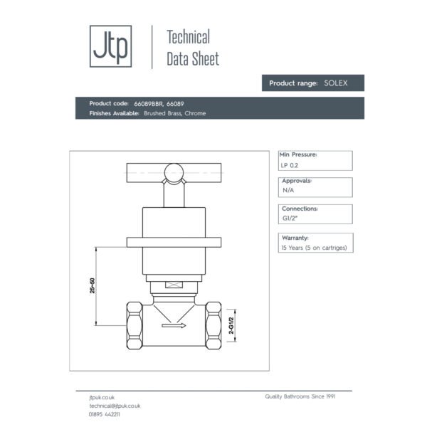 Just Taps Plus Solex Wall Mounted Side Valves (Pair) - Image 2