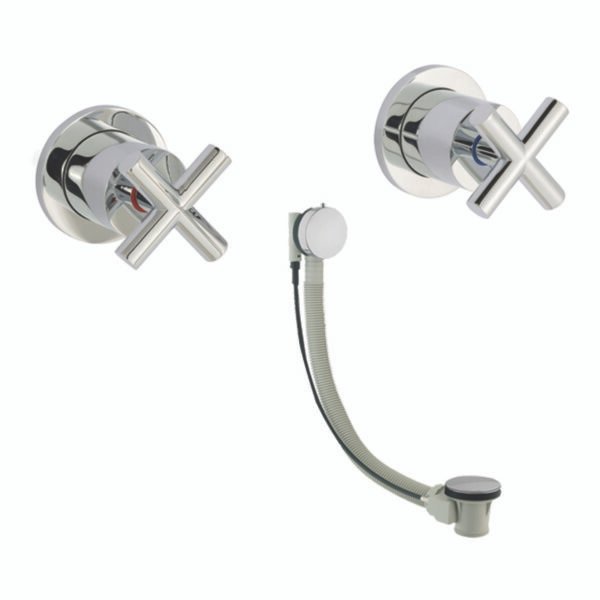Just Taps Plus Solex Concealed Valves With Slim Click Clack Exofil Bath Waste - Chrome