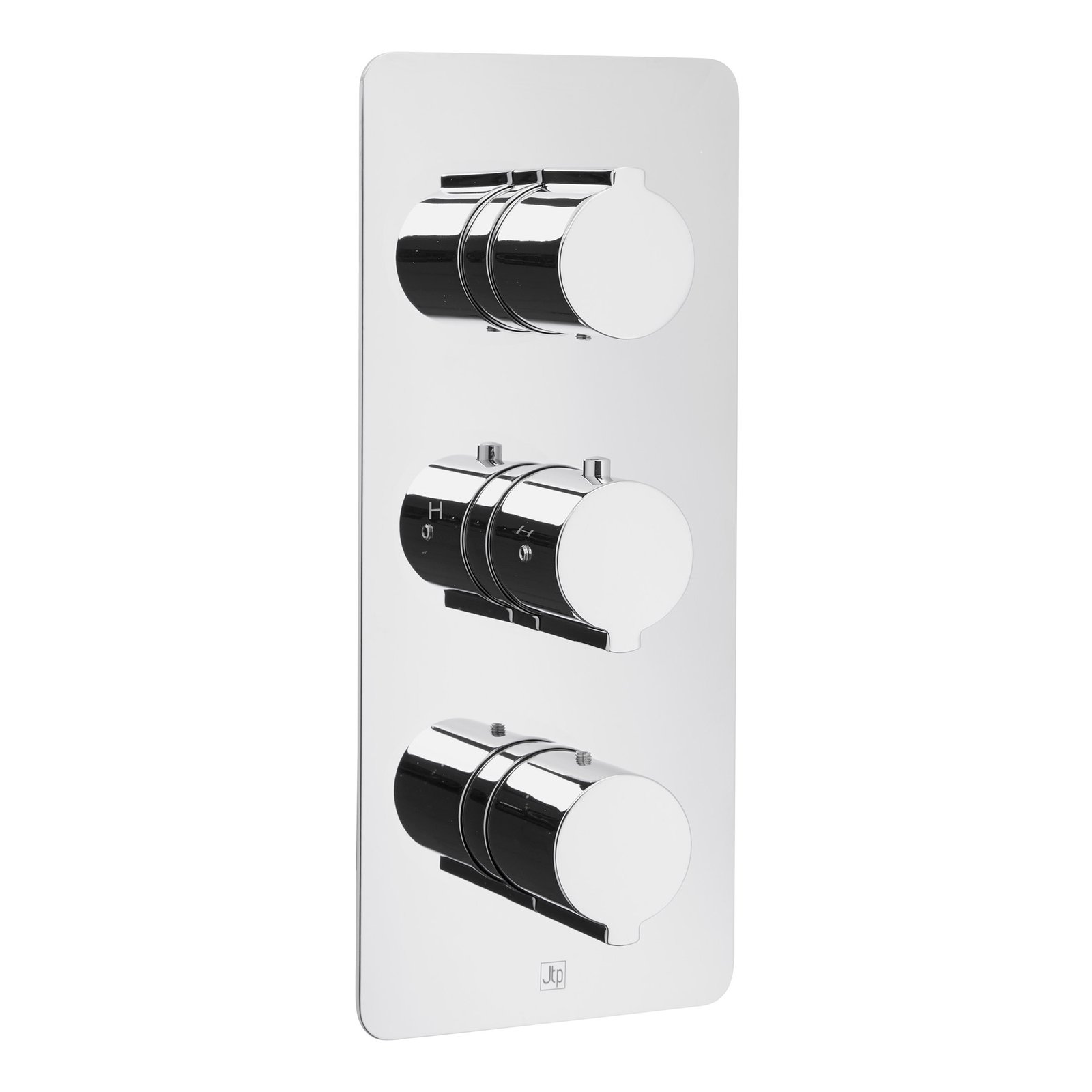 Just Taps Plus Curve 2 Outlet 3 Handle Thermostatic Concealed Shower Valve - Chrome