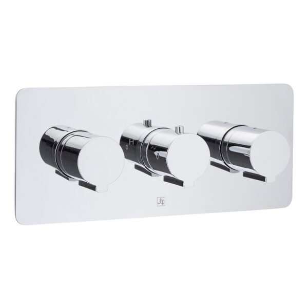 Just Taps Plus Curve 3 Outlet 3 Handle Horizontal Thermostatic Concealed Shower Valve - Chrome