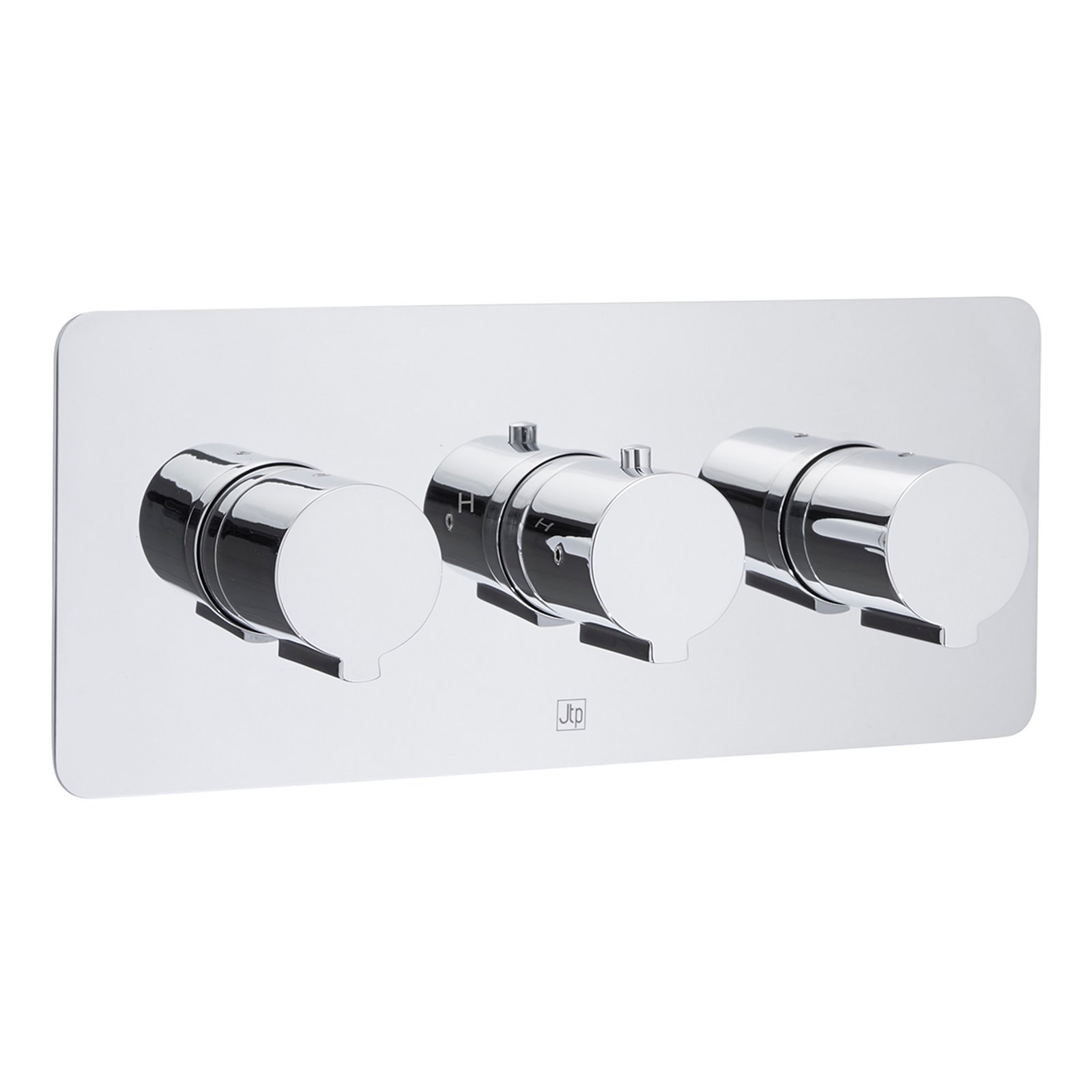 Just Taps Plus Curve 3 Outlet 3 Handle Horizontal Thermostatic Concealed Shower Valve - Chrome