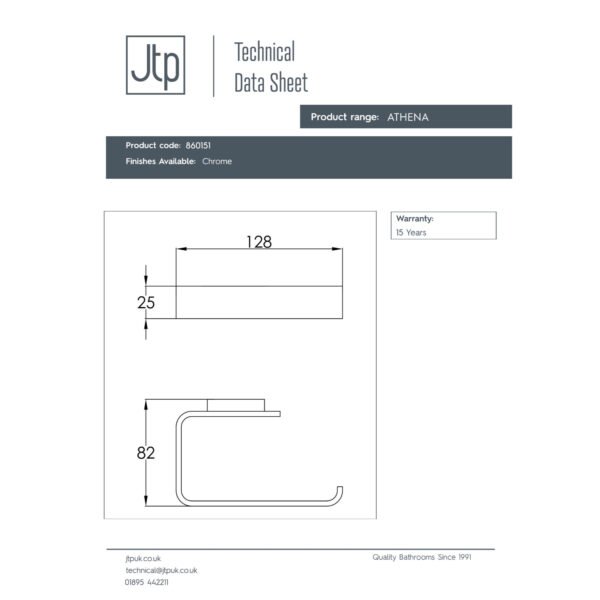 Just Taps Plus Athena European Toilet Paper Holder - Chrome - Image 2