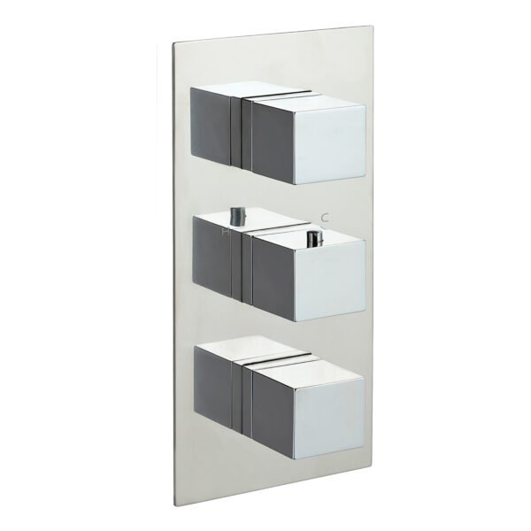 Just Taps Plus Athena 2 Outlet With 3 Handle Thermostatic Concealed Shower Valve - Chrome