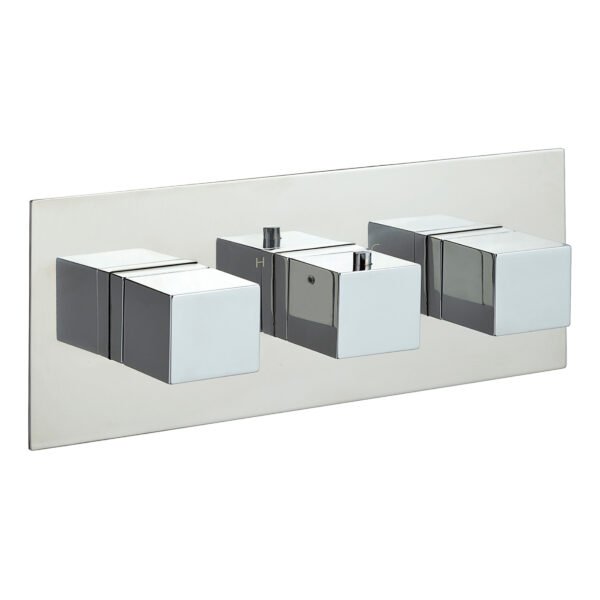 Just Taps Plus Athena 3 Outlet With 3 Handle Thermostatic Concealed Horizontal Shower Valve - Chrome