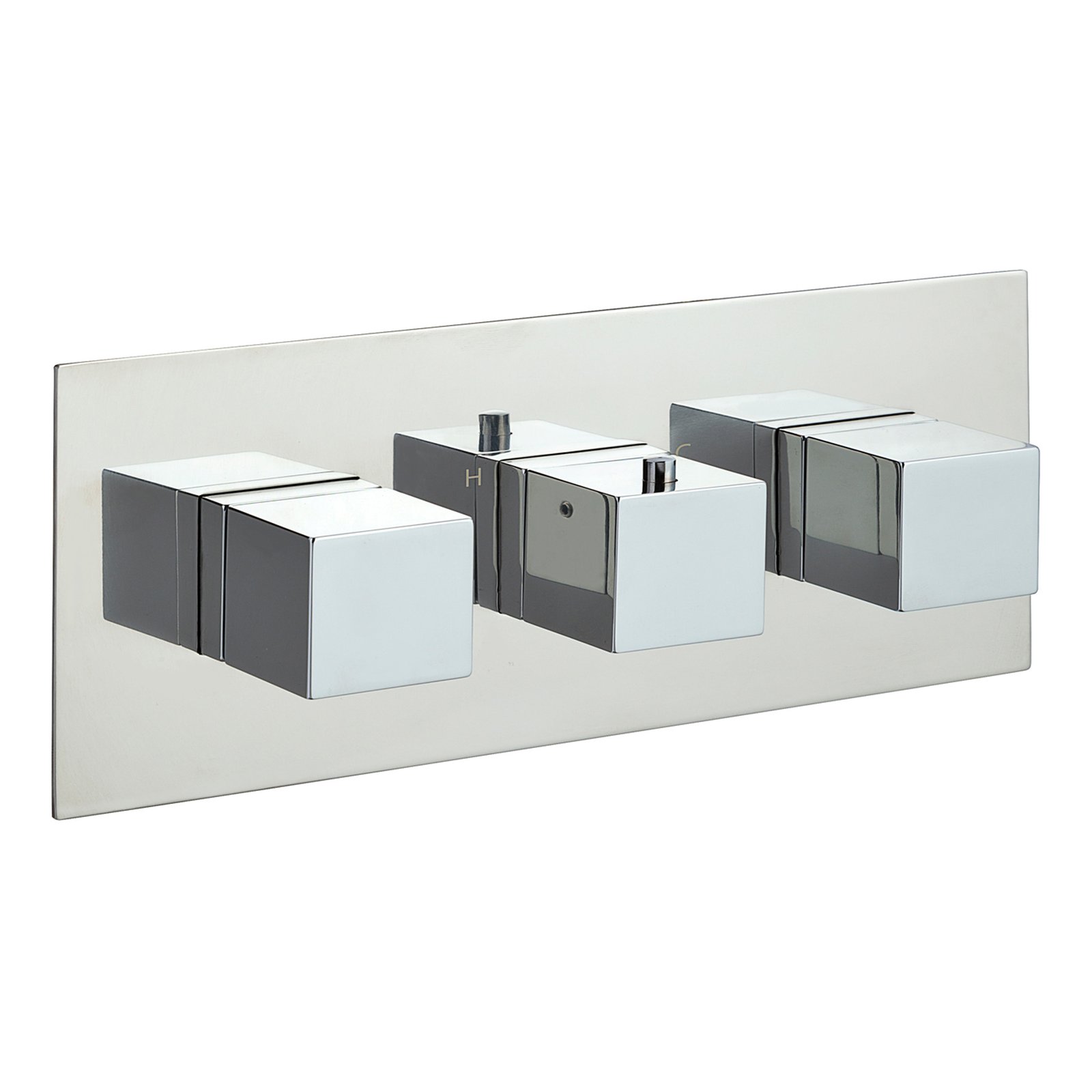Just Taps Plus Athena 3 Outlet With 3 Handle Thermostatic Concealed Horizontal Shower Valve - Chrome