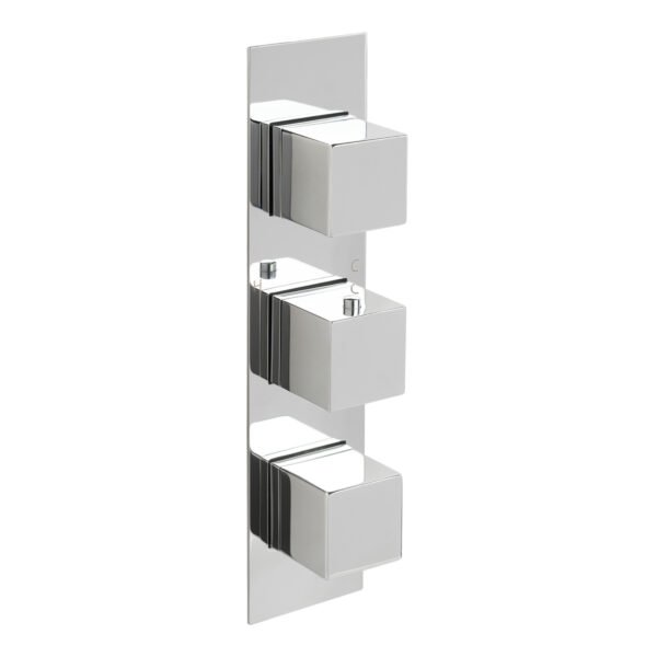 Just Taps Plus Athena 2 Outlet With 3 Handle Slimline Thermostatic Concealed Shower Valve - Chrome