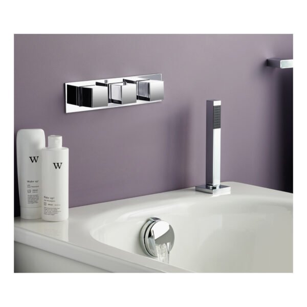 Just Taps Plus Athena 3 Outlets Slimline Horizontal Thermostatic Concealed 3 Outlets Shower Valve - Chrome - Image 3