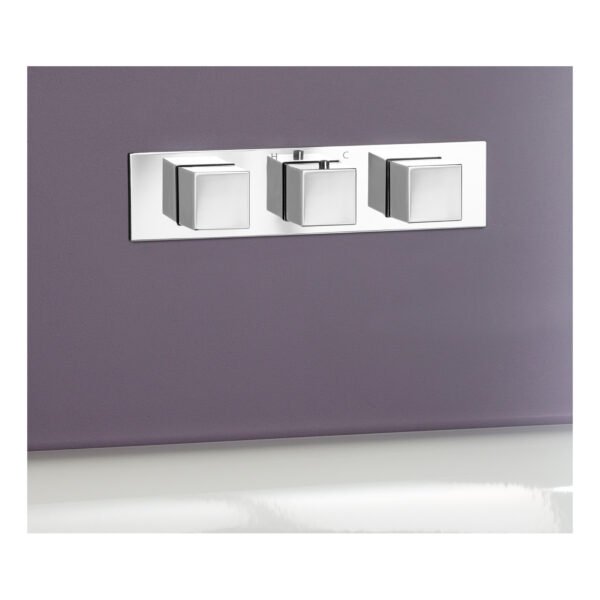 Just Taps Plus Athena 3 Outlets Slimline Horizontal Thermostatic Concealed 3 Outlets Shower Valve - Chrome - Image 4