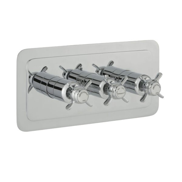 Just Taps Plus Grosvenor 3 Outlet Horizontal Pinch Thermostatic Concealed Shower Valve