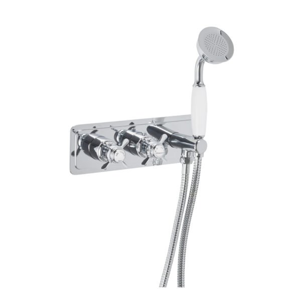 Just Taps Plus Grosvenor 2 Outlet 2 Pinch Handle Thermostatic Concealed Shower Valve With Handset