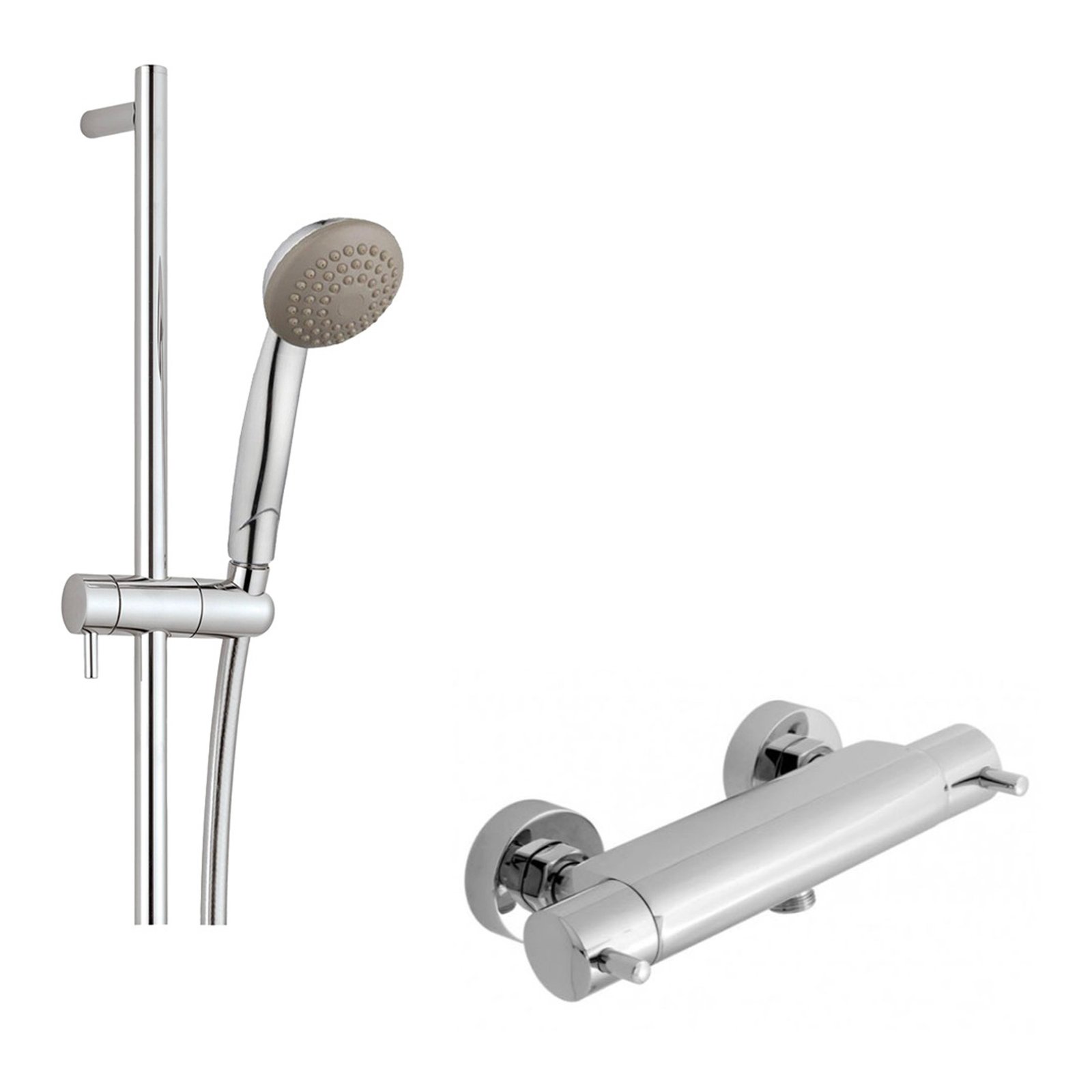 Just Taps Plus Techno 2 Handle Thermostatic Bar Mixer Shower With Shower Kit - Chrome