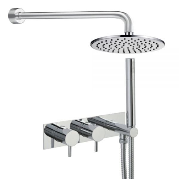 Just Taps Plus Florence 2 Outlet Thermostatic Round Concealed Mixer Shower With Fixed Head - Chrome