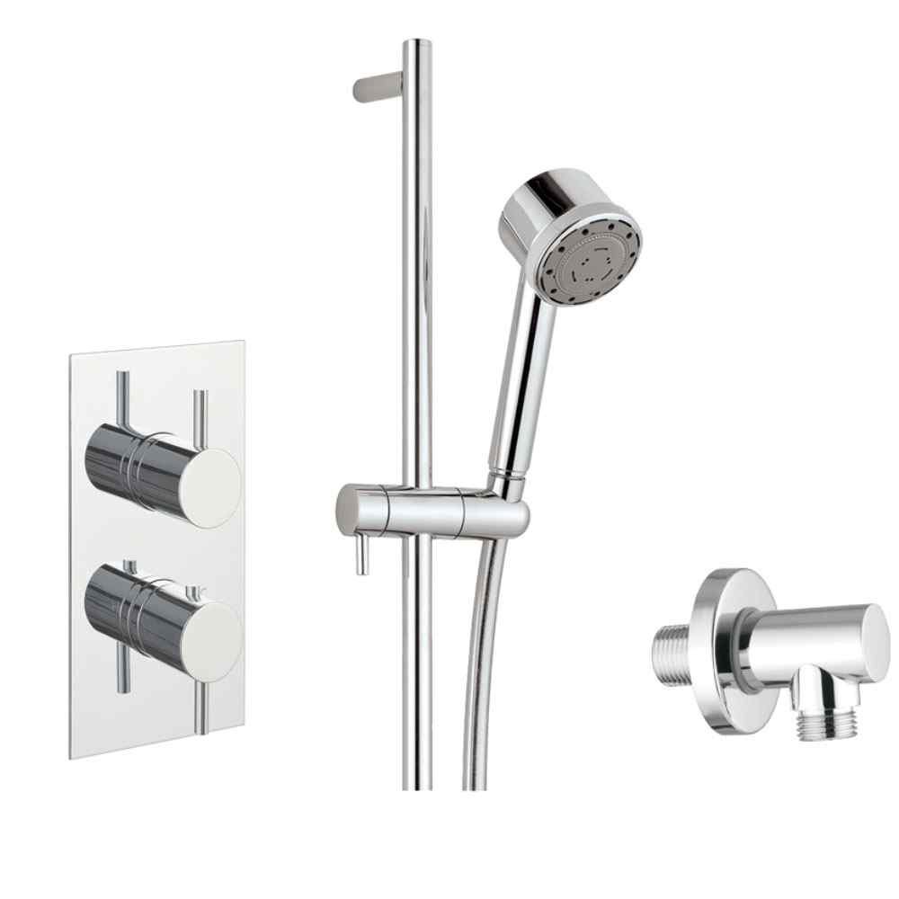 Just Taps Plus Florence 1 Outlet Thermostatic Concealed Mixer Shower With Shower Kit - Chrome