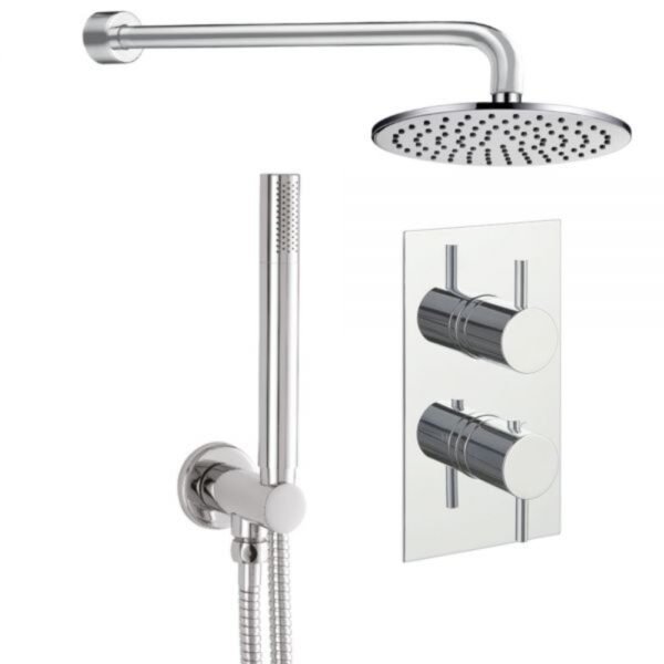 Just Taps Plus Florence 2 Outlet 2 Handle Round Thermostatic Concealed Mixer Shower With Shower Kit - Chrome