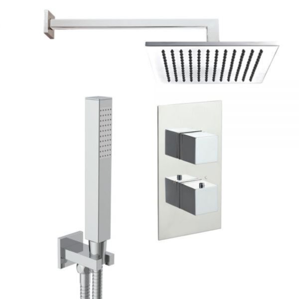 Just Taps Plus Athena 2 Outlet Thermostatic Square Concealed Mixer Shower With Fixed Head - Chrome