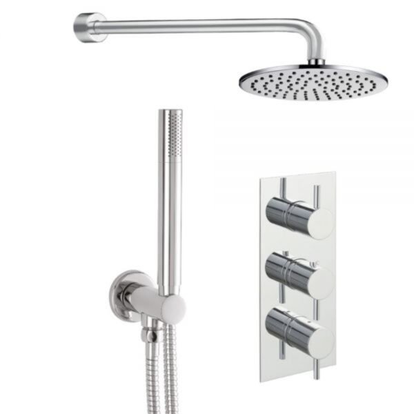 Just Taps Plus Florence 2 Outlet Thermostatic Round Concealed Mixer Shower With Shower Handset - Chrome