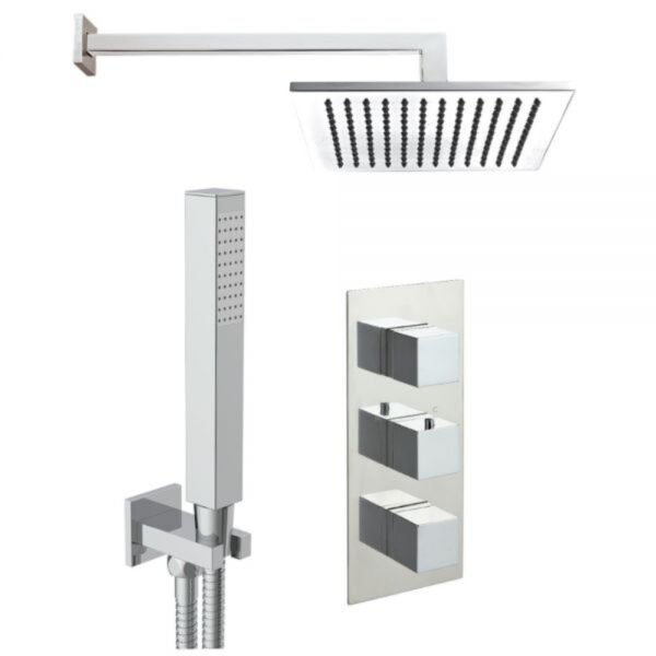 Just Taps Plus Athena 2 Outlet Thermostatic Square Concealed Mixer Shower With Shower Handset - Chrome