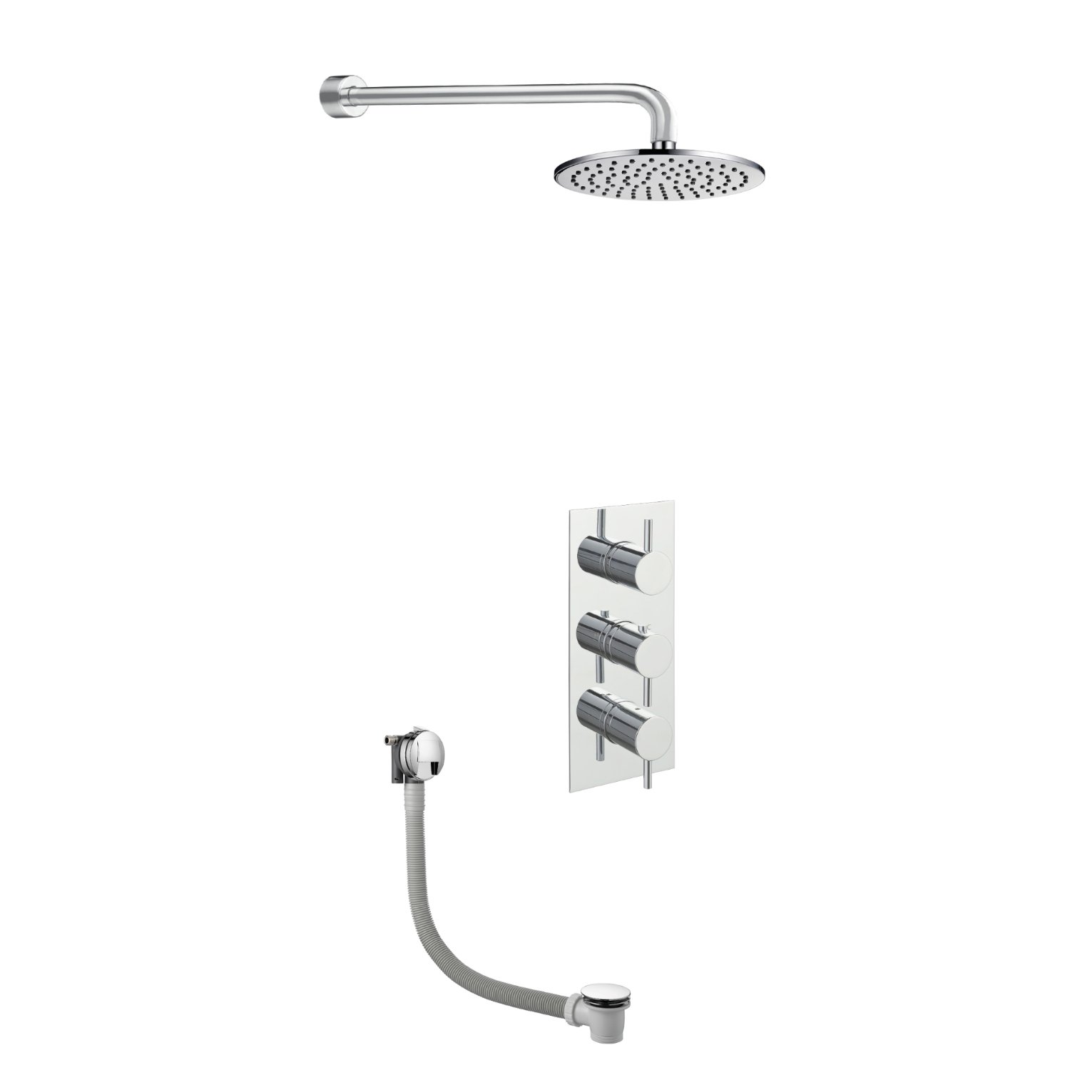 Just Taps Plus Florence 2 Outlet Thermostatic Concealed Mixer Shower With Slimline Exofil - Chrome