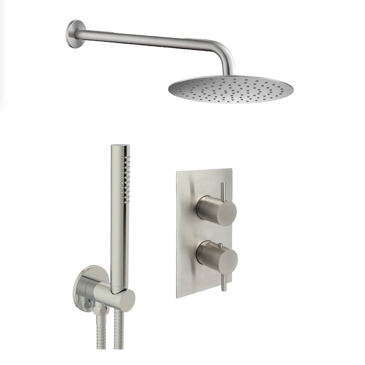 Just Taps Plus Inox Thermostatic Round Concealed Mixer Shower - Stainless Steel