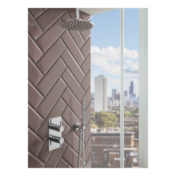 Just Taps Plus Florence 1 Outlet Thermostatic Concealed Shower Valve And Designer Handle - Chrome - Image 3
