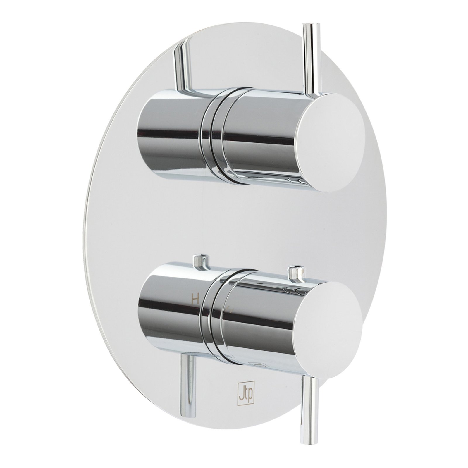 Just Taps Plus Florence 3 Outlet Thermostatic Concealed Shower Valve With Oval Backplate And Designer Handle - Chrome