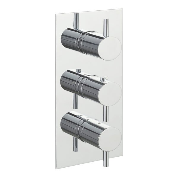 Just Taps Plus Florence 2 Outlet 3 Handle Thermostatic Concealed Shower Valve And Designer Handle - Chrome