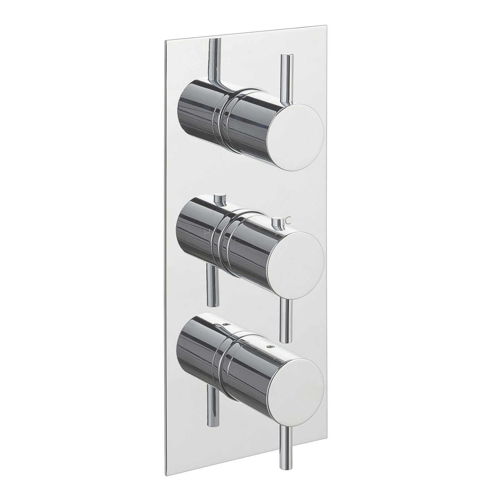 Just Taps Plus Florence 3 Outlet 3 Handle Thermostatic Concealed Shower Valve And Designer Handle - Chrome