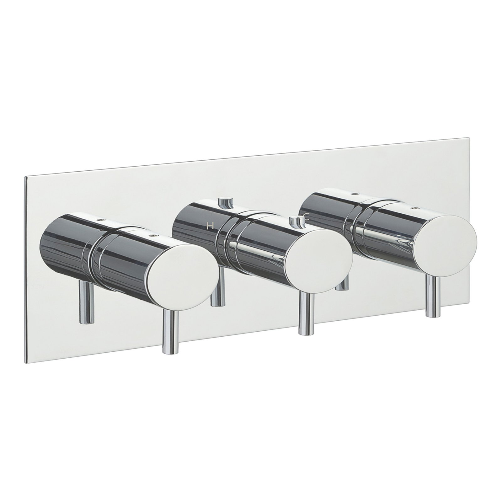 Just Taps Plus Florence 2 Outlet 3 Handle Horizontal Thermostatic Concealed Shower Valve And Designer Handle - Chrome