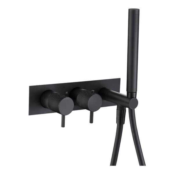 Just Taps Plus Vos 2 Outlets Thermostatic Concealed Shower Valve With Attached Handset And Designer Handle
