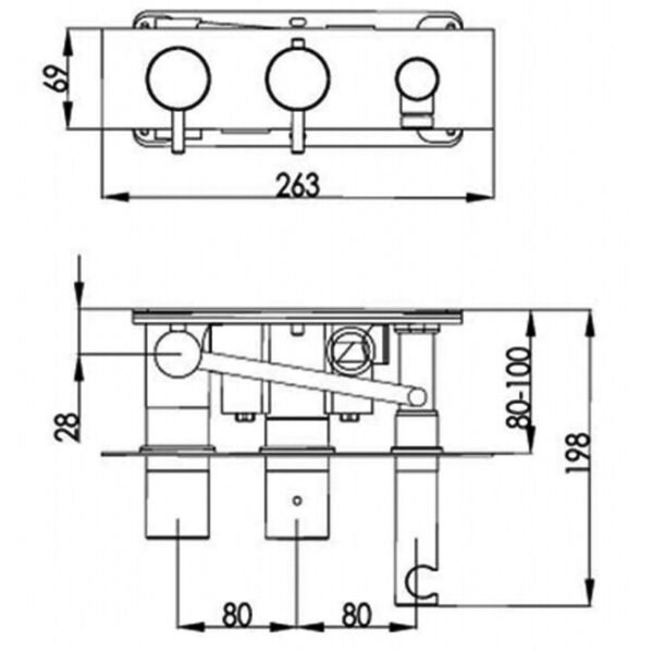 Just Taps Plus Vos 2 Outlets Thermostatic Concealed Shower Valve With Attached Handset And Designer Handle - Image 2