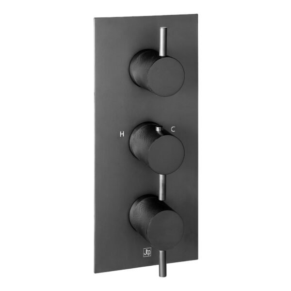 Just Taps Plus Vos 2 Outlet 3 Handle Thermostatic Concealed Shower Valve With Designer Handle
