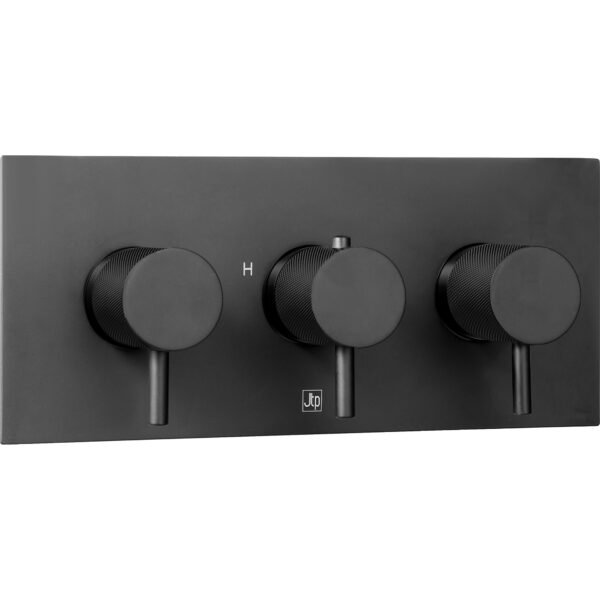 Just Taps Plus Vos 2 Outlet 3 Handle Horizontal Thermostatic Concealed Shower Valve With Designer Handle