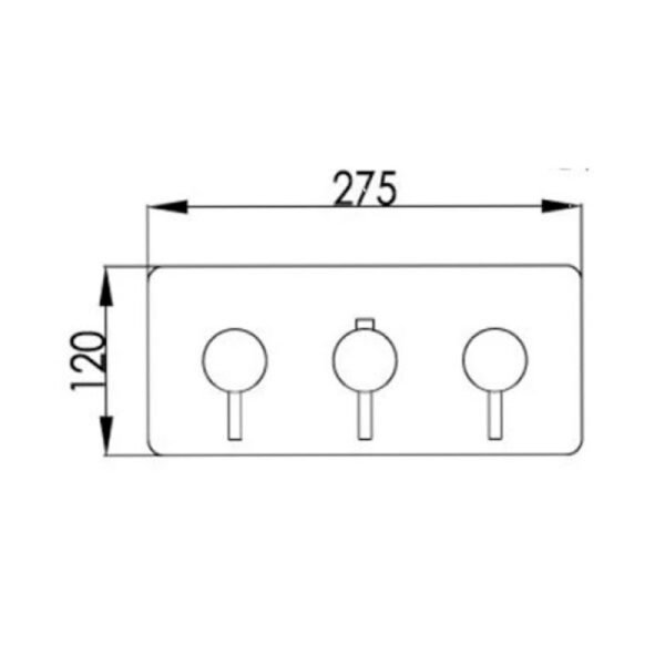 Just Taps Plus Vos 2 Outlet 3 Handle Horizontal Thermostatic Concealed Shower Valve With Designer Handle - Image 2