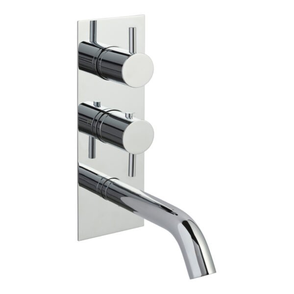 Just Taps Plus Florence 2 Outlet Thermostatic Concealed Shower Valve With Spout And Designer Handle - Chrome